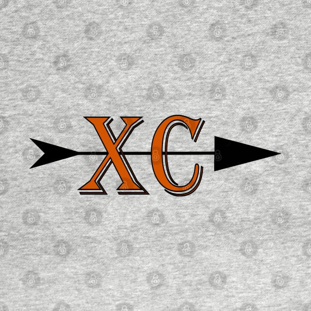 Cross Country Logo XC with an arrow in black and orange by Woodys Designs